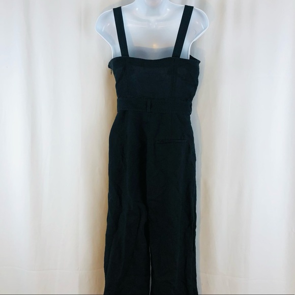 Los Angeles Atelier & Other Stories Linen wide-strap jump suit pockets 4 - Picture 10 of 16